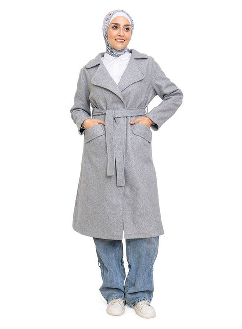Grey Long Feather Jacket - Khotwh